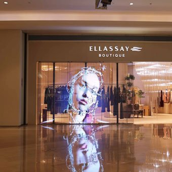 Indoor transparent LED display in a storefront