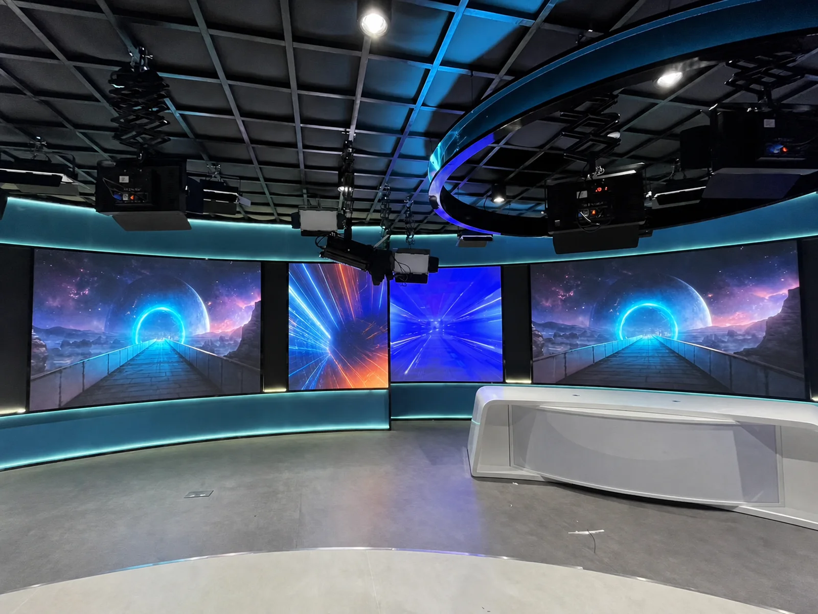 Immersive LED display system installed in a corporate studio and training space