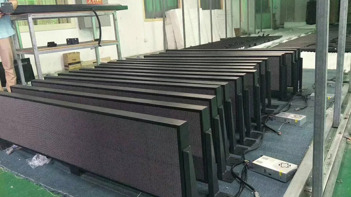 LED display cabinets arranged during assembly