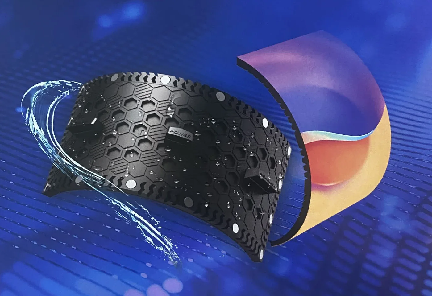 Lightweight flexible LED module shown from the front and rear