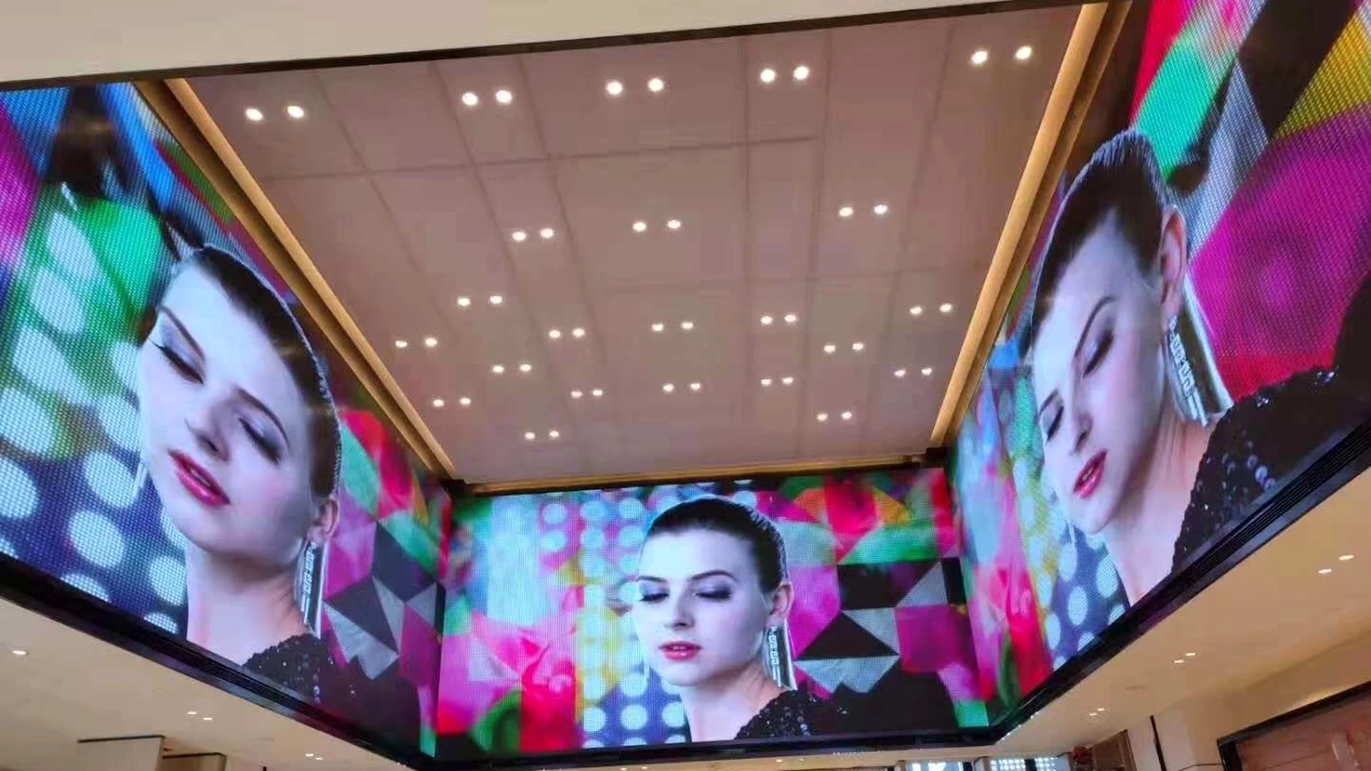 Finished custom curved LED display installation