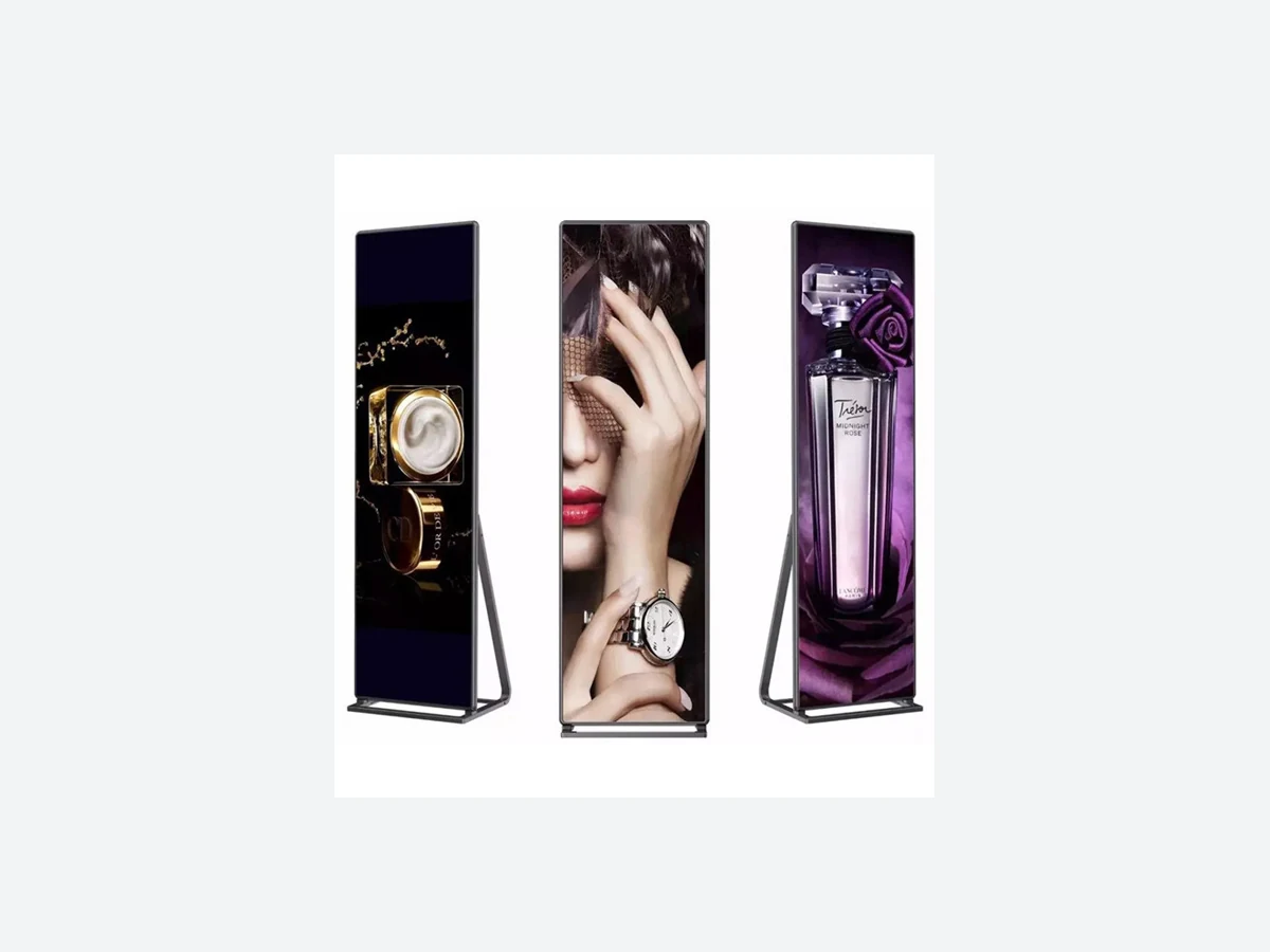 Slim LED poster displays in commercial presentation styles