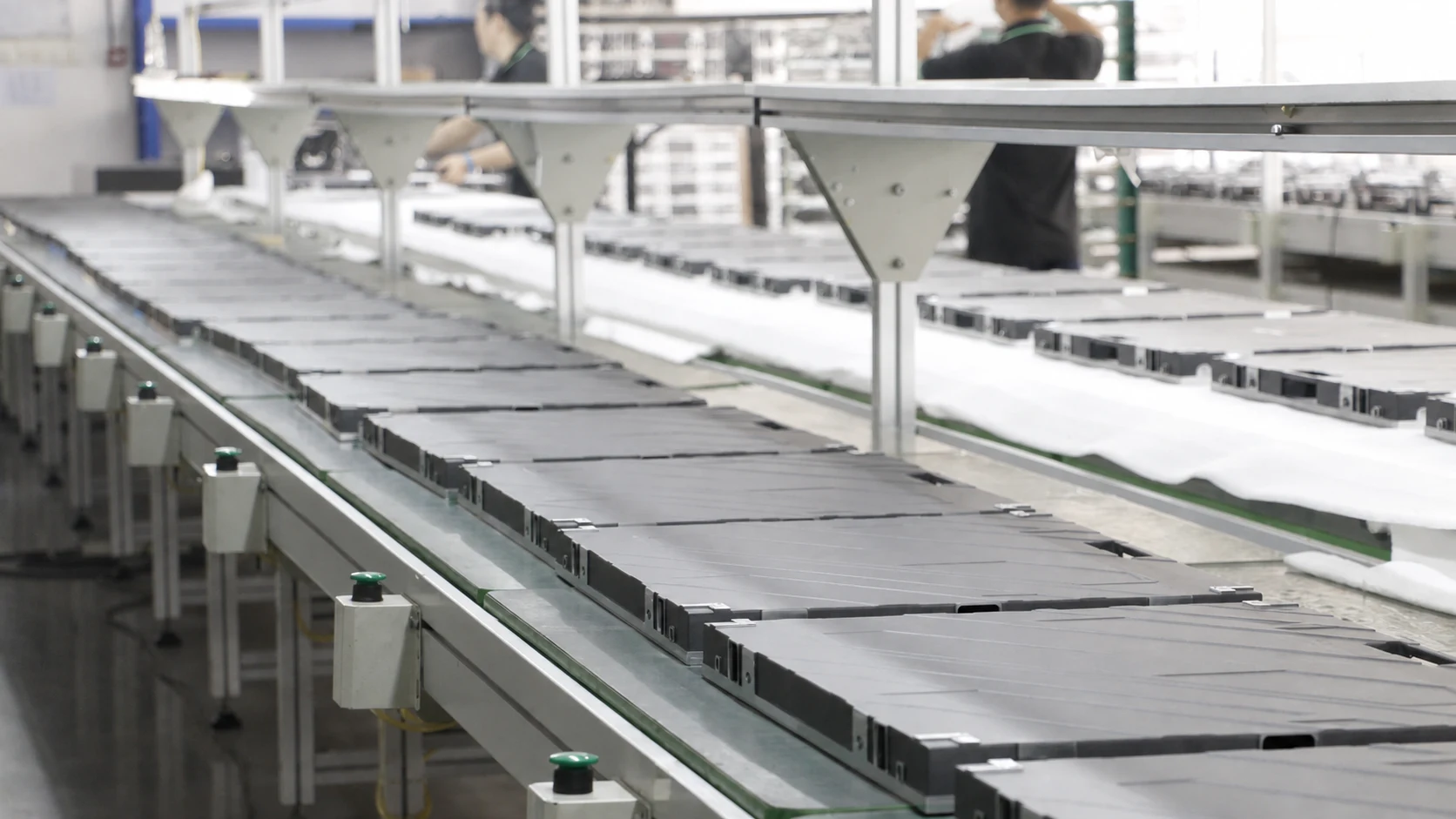 LED modules moving through a production line