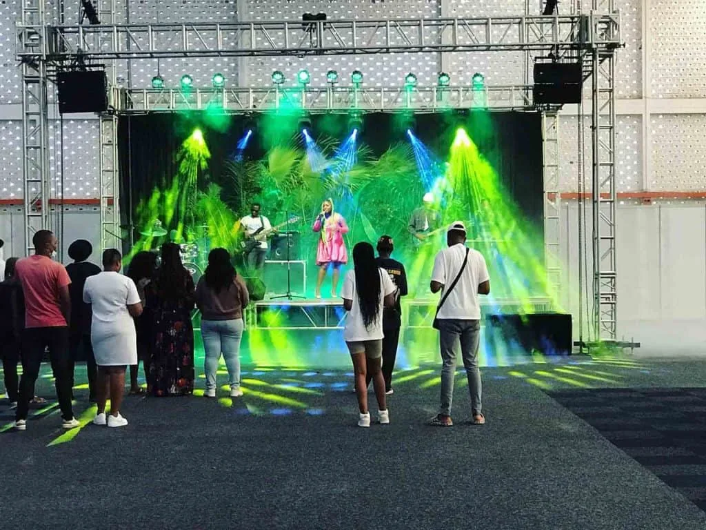 Modular stage LED screen used for a live exhibition showcase