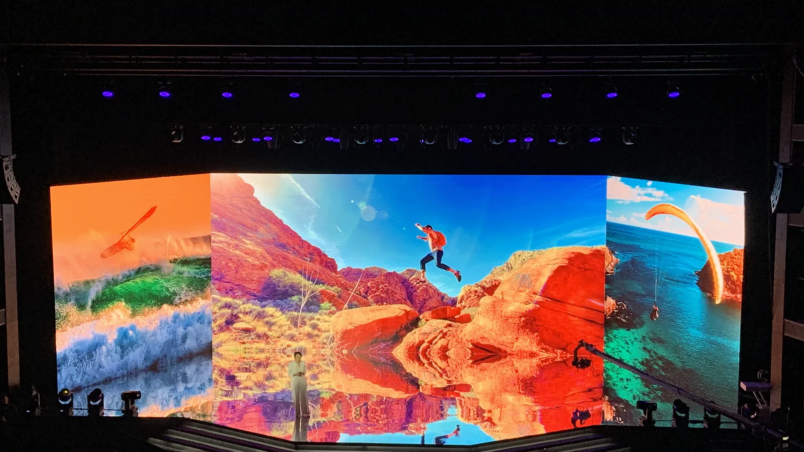 Large modular LED wall installed across a live-production stage