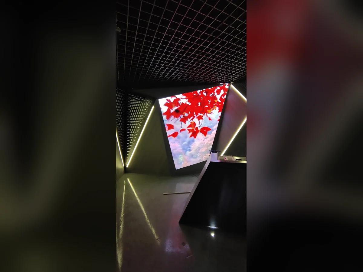 Site-specific angled LED feature wall