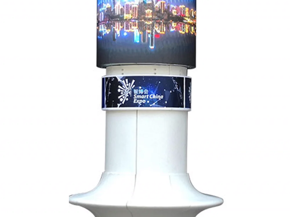Flexible LED display integrated into a compact column unit