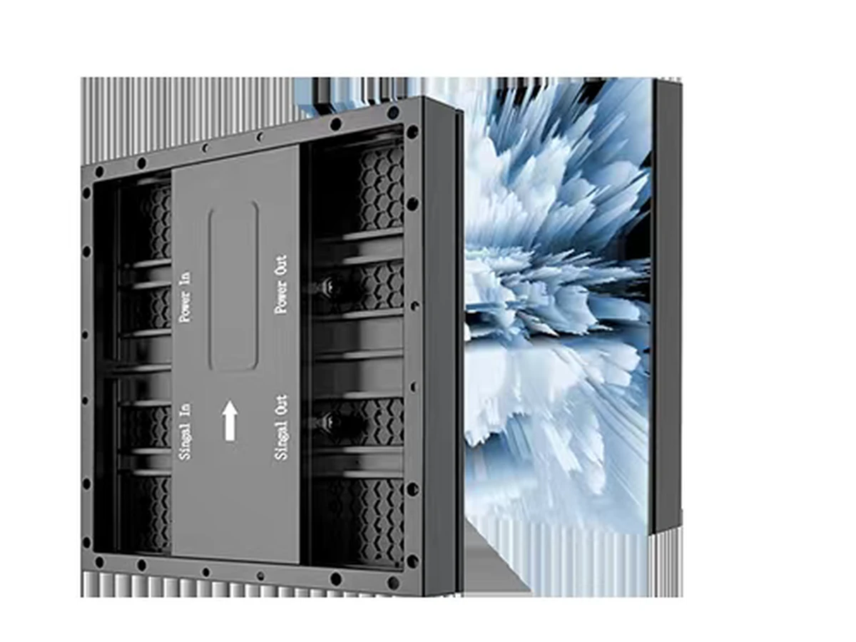 Rear construction and connections of a load-bearing LED cabinet