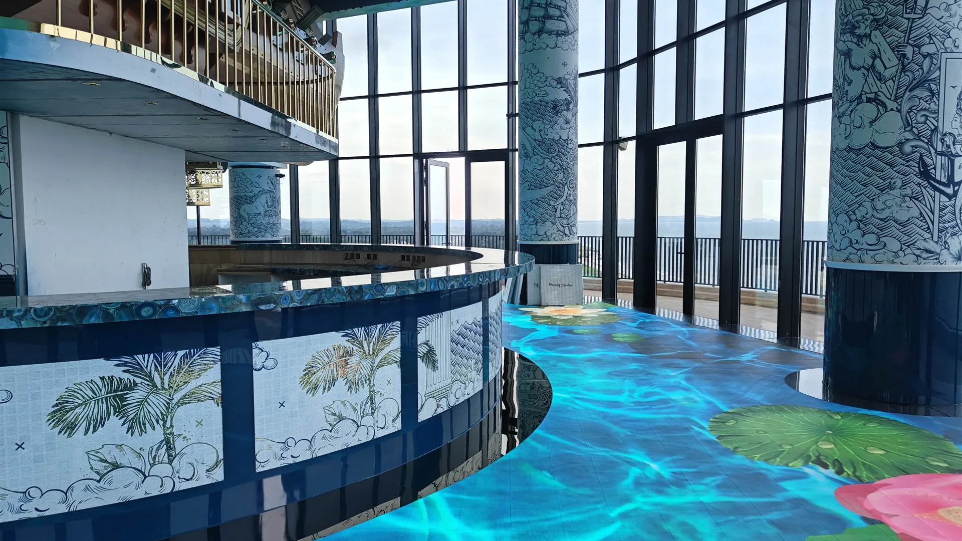 Curved LED floor display installed in a commercial interior